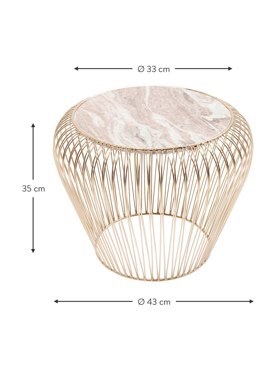 Mesa auxiliar de mármol XS Beam, Estructura: metal, latón, Tablero: mármol, Gris, Ø 43 x Al 35 cm