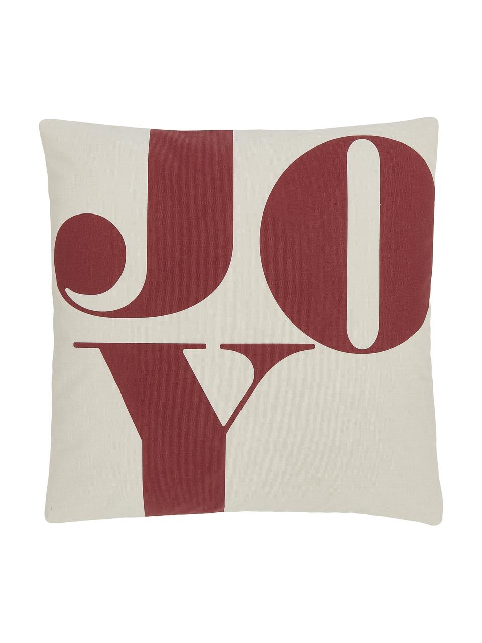 Funda de cojín doble cara de algodón ecológico Joy, 100% algodón con certificado GOTS, Rojo indio, beige, An 45 x L 45 cm