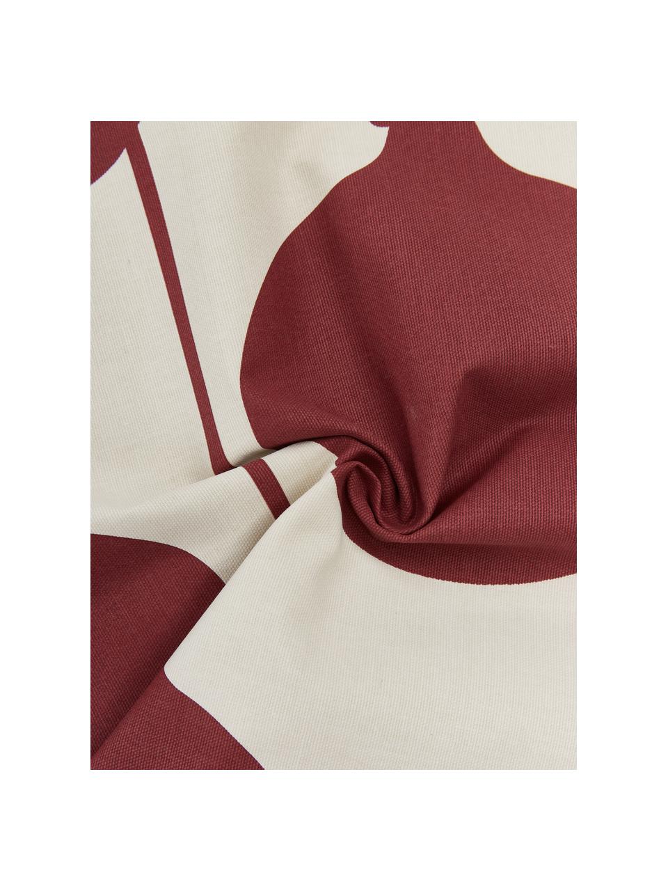 Housse de coussin 45x45 réversible Joy, 100 % coton, certifié GOTS, Rouge, blanc crème, larg. 45 x long. 45 cm