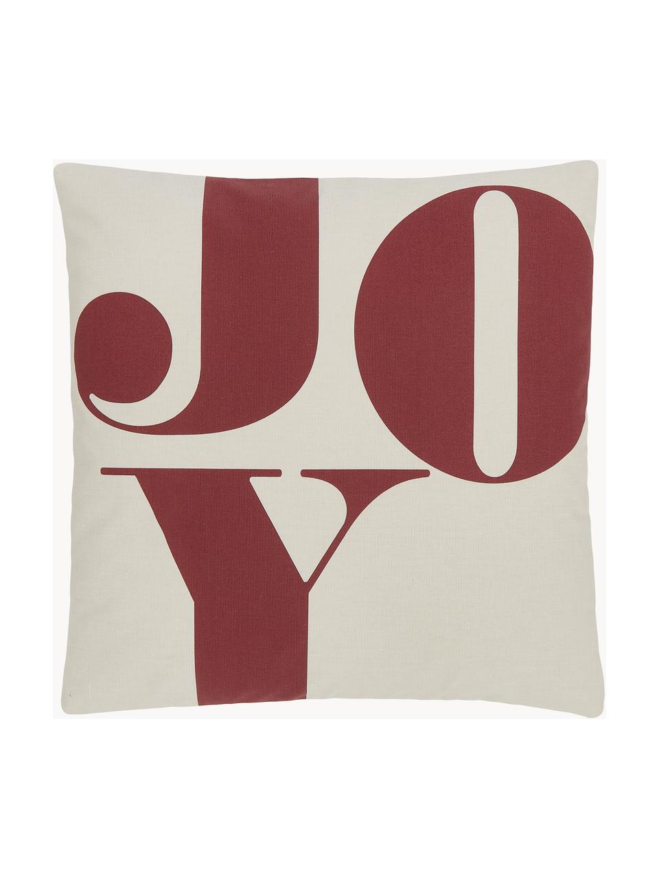 Dubbelzijdige kussenhoes Joy van biokatoen, 100% katoen, GOTS-gecertificeerd, Roodbruin, beige, B 45 x L 45 cm