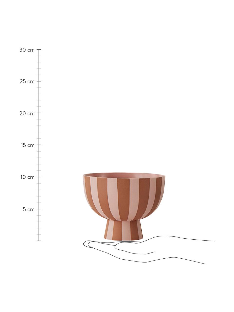 Ručně vyrobená mísa na ovoce Toppu, Kamenina, Karamelová, růžová, Ø 13 cm, V 10 cm