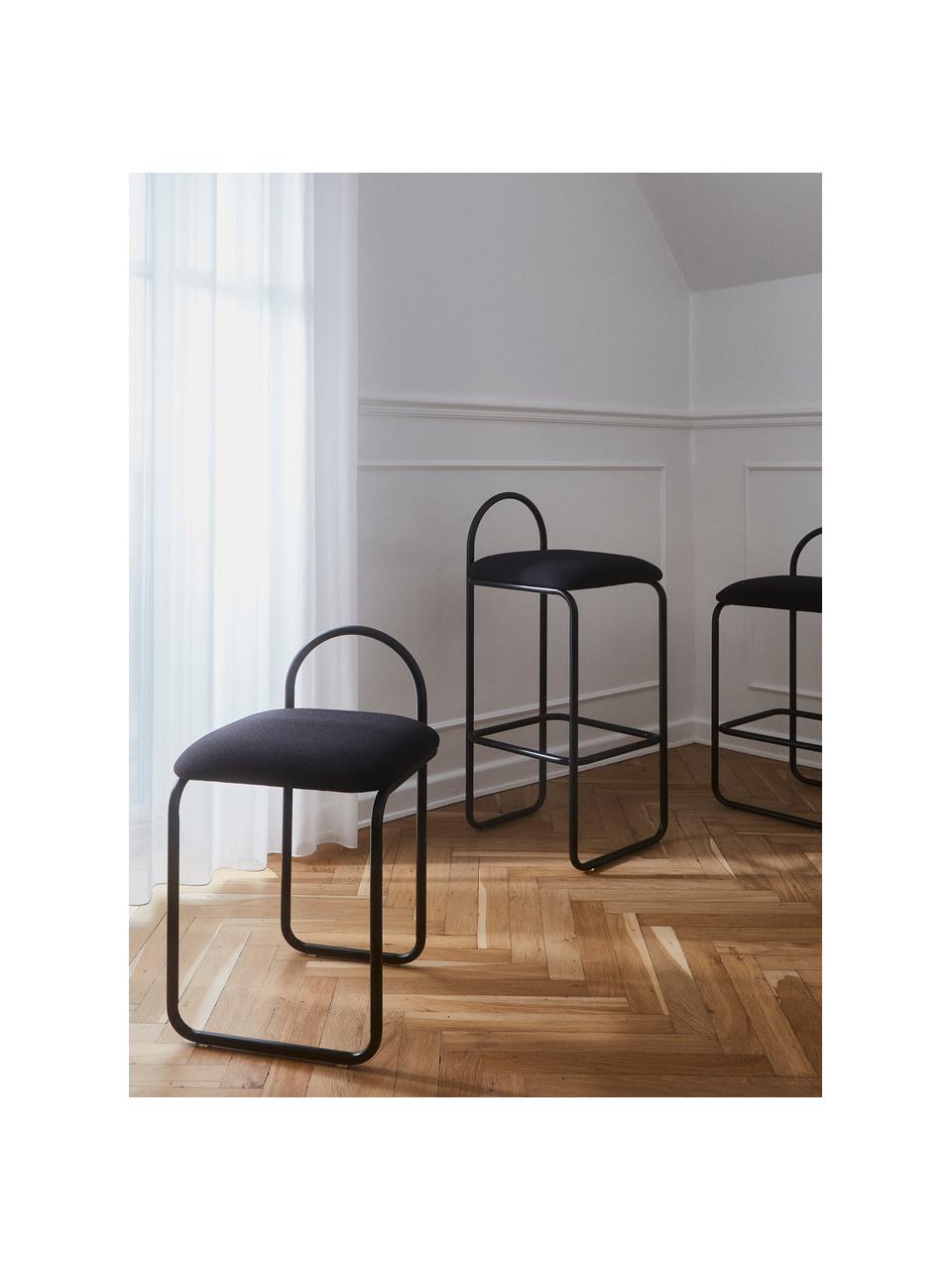 Tabouret de bar Angui, Tissu noir, larg. 37 x haut. 93 cm