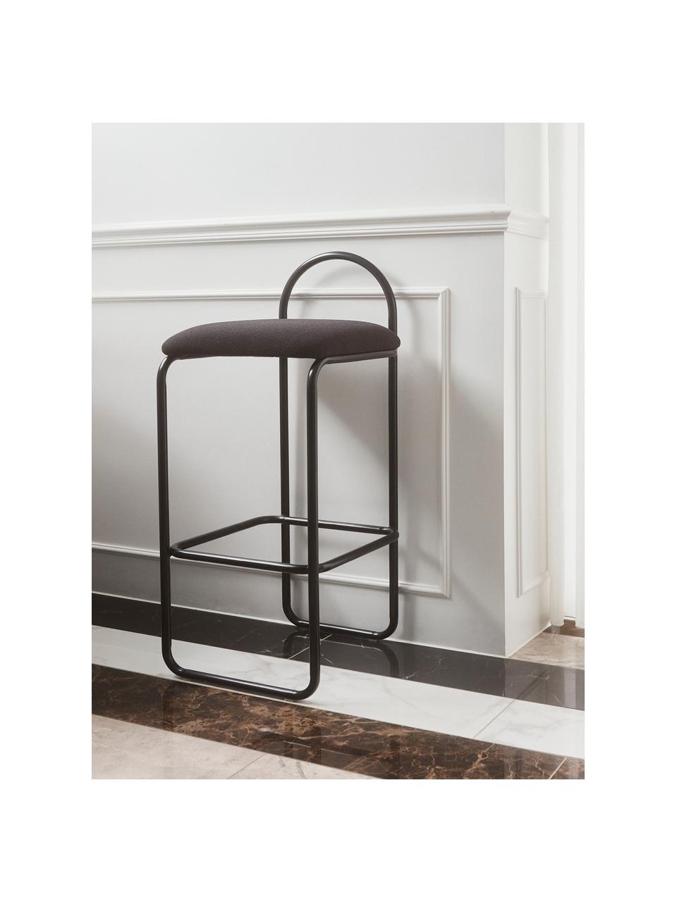 Tabouret de bar Angui, Tissu noir, larg. 37 x haut. 93 cm