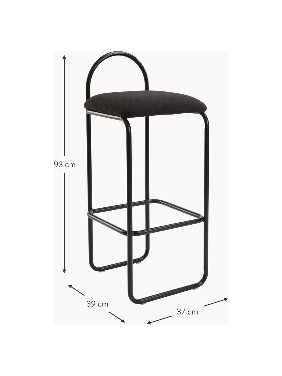 Tabouret de bar Angui, Tissu noir, larg. 37 x haut. 93 cm