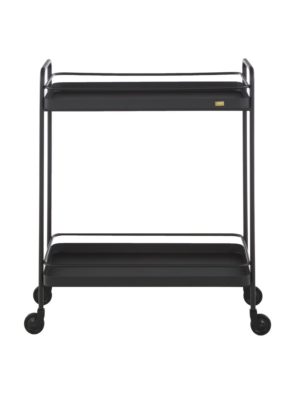 Metalen barcart Barclay, Ruw gelakt metaal, Zwart, B 62 x H 79 cm