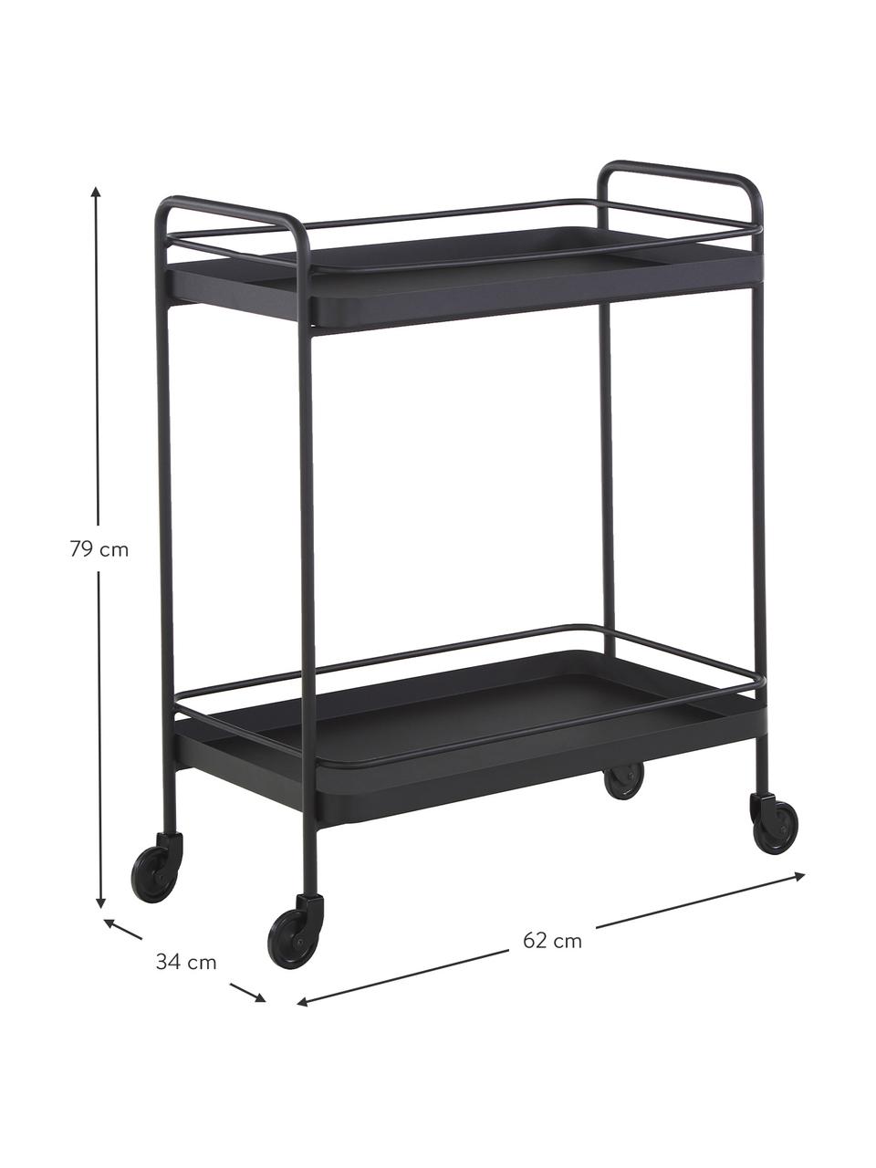 Camarera de metal Barclay, Metal pintado, áspero, Negro, An 62 x Al 79 cm