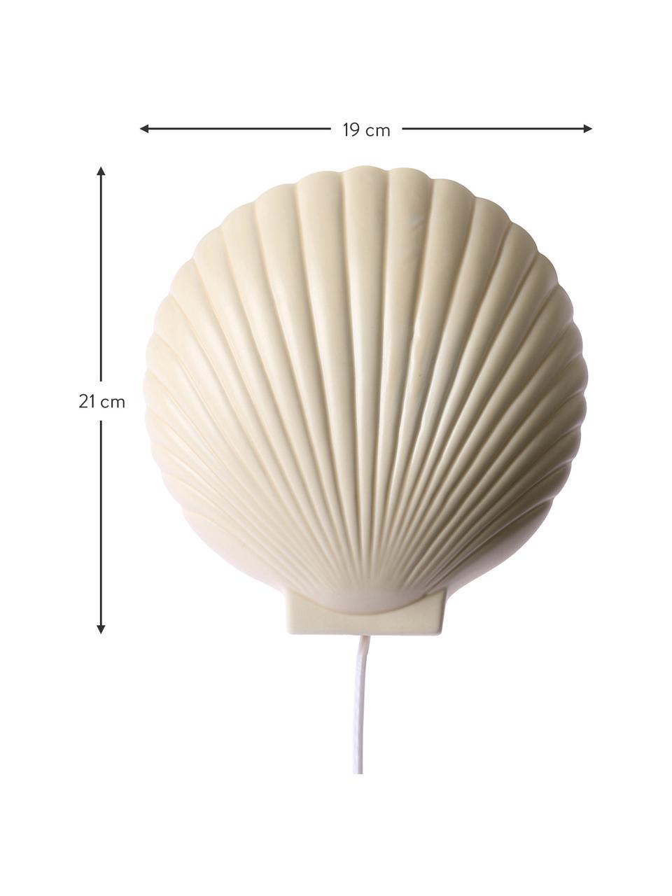 Wandleuchte Shell aus Steingut mit Stecker, Lampenschirm: Steingut, Pastellgelb, 19 x 21 cm