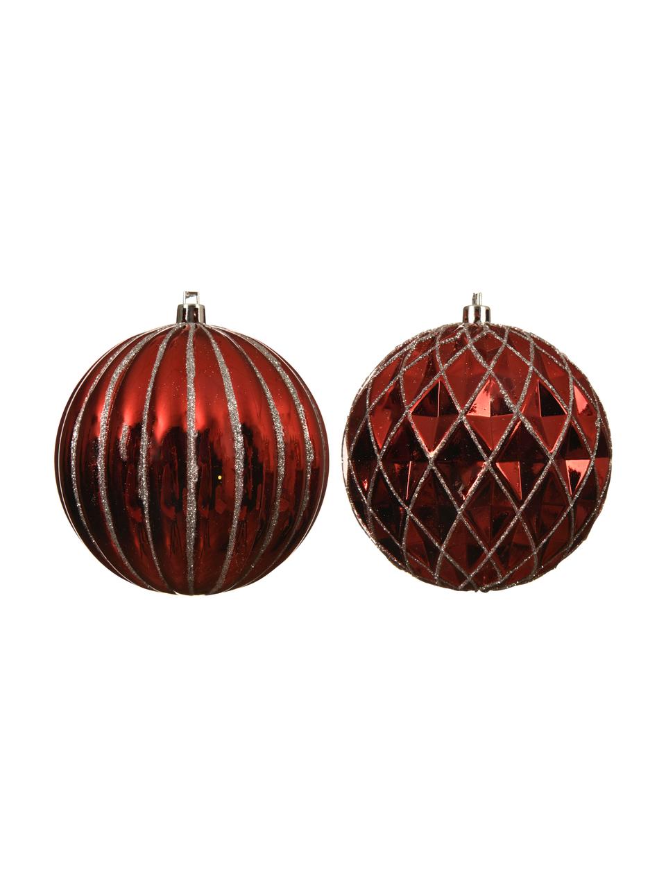 Breukvaste kerstballen Gam Ø 10 cm, 2 stuks, Rood, goudkleurig, Ø 10 x H 10 cm