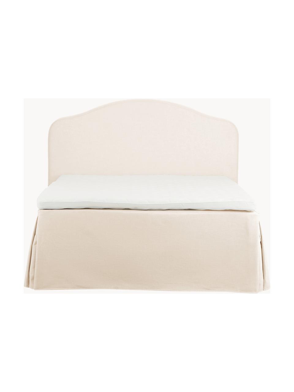 Lit à sommier tapissier Premium Dahlia, Tissu blanc crème, larg. 200 x long. 200 cm, indice de fermeté 3