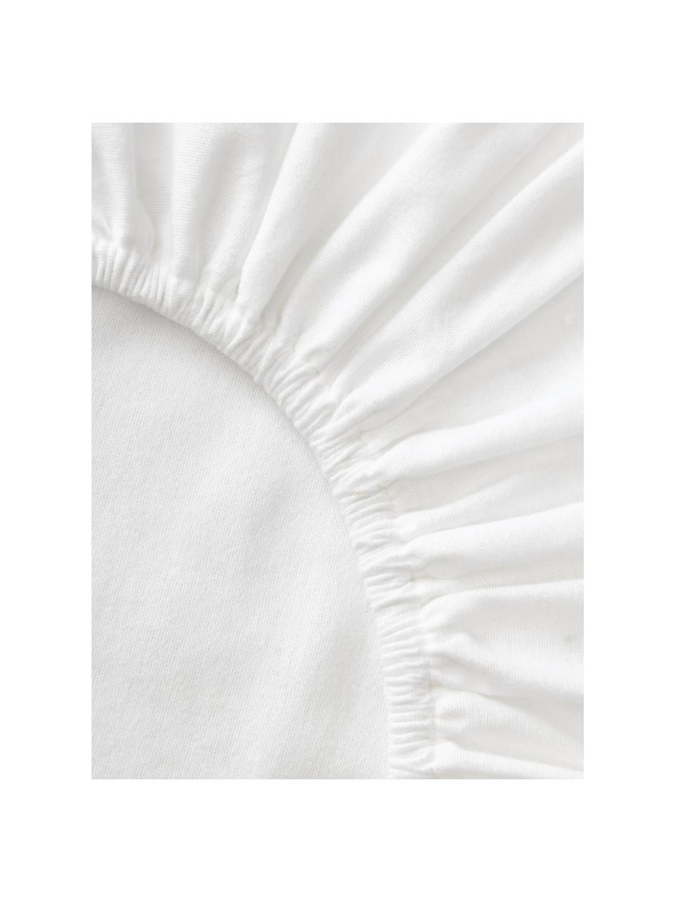 Drap-housse en flanelle pour surmatelas Biba, Blanc, larg. 200 x long. 200 cm, haut. 15 cm