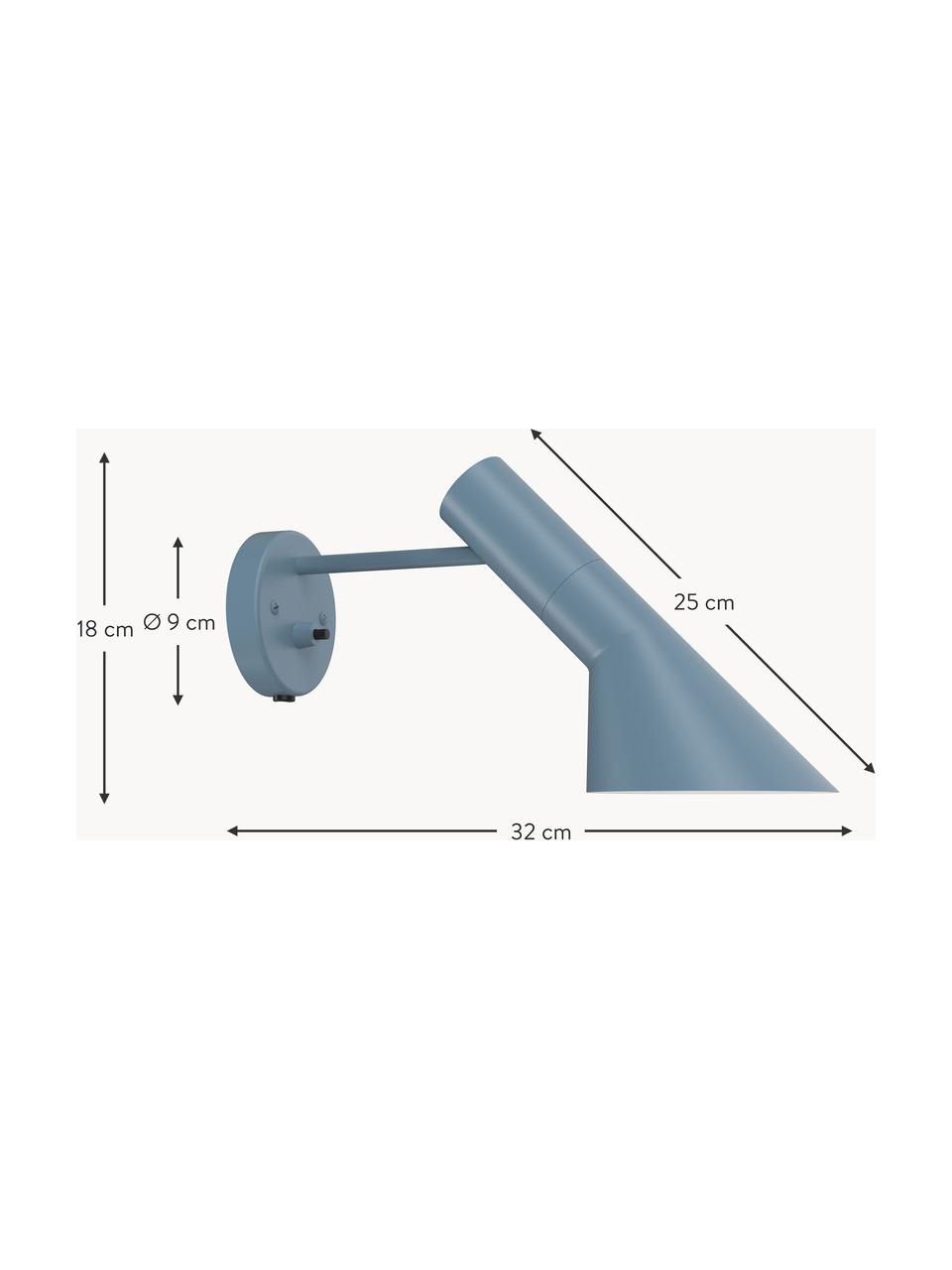 Wandleuchte AJ mit Stecker, Graublau, B 32 x H 18 cm