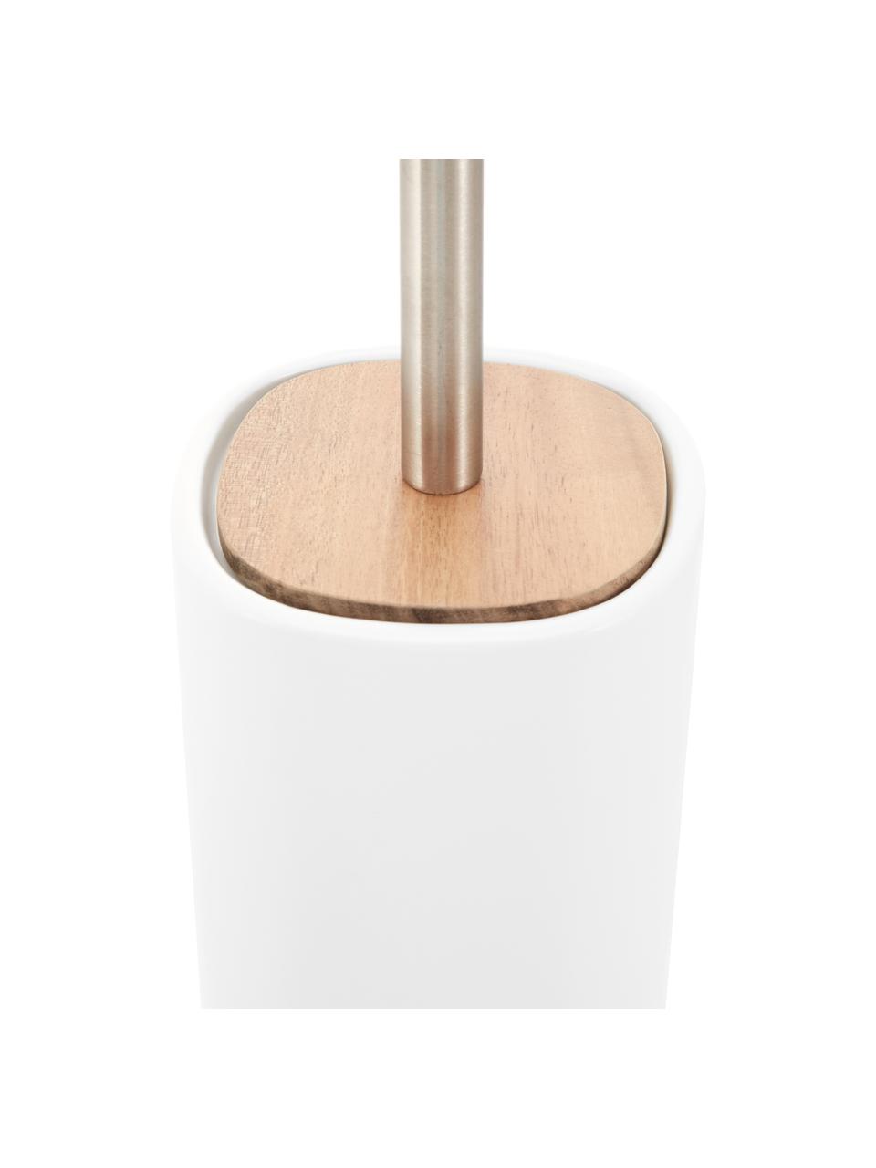WC kartáč s víkem z akáciového dřeva Wili, Bílá, akáciové dřevo, Ø 11 cm, V 37 cm