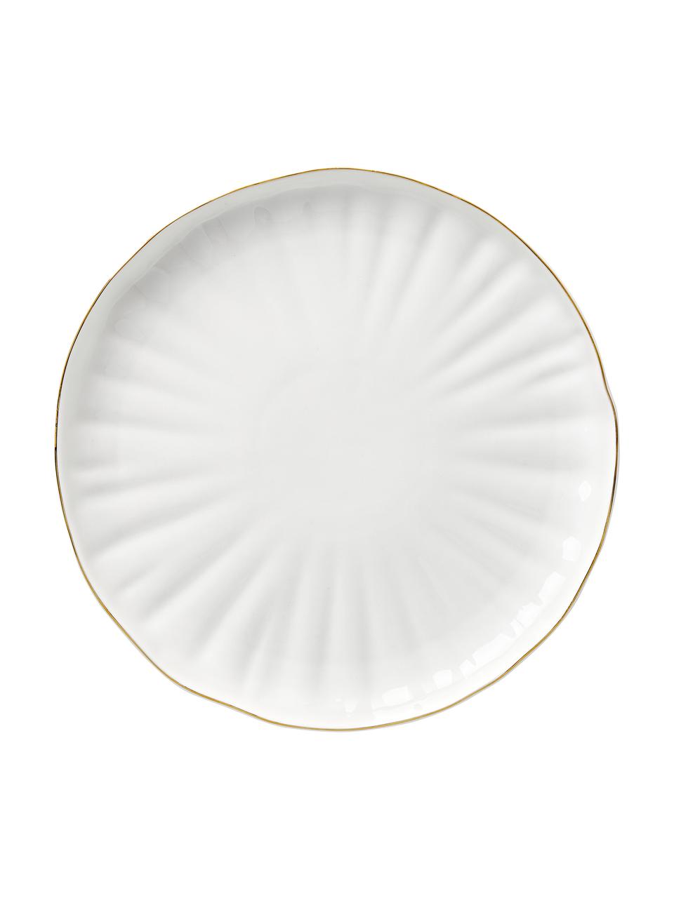 Talerz duży z reliefem Sali, 2 szt., Porcelana, Biały, Ø 26 x W 3 cm