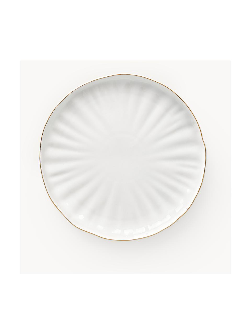 Assiettes plates en porcelaine Sali, 2 pièces, Porcelaine, émaillée, Blanc avec bordure dorée, Ø 26 x haut. 3 cm