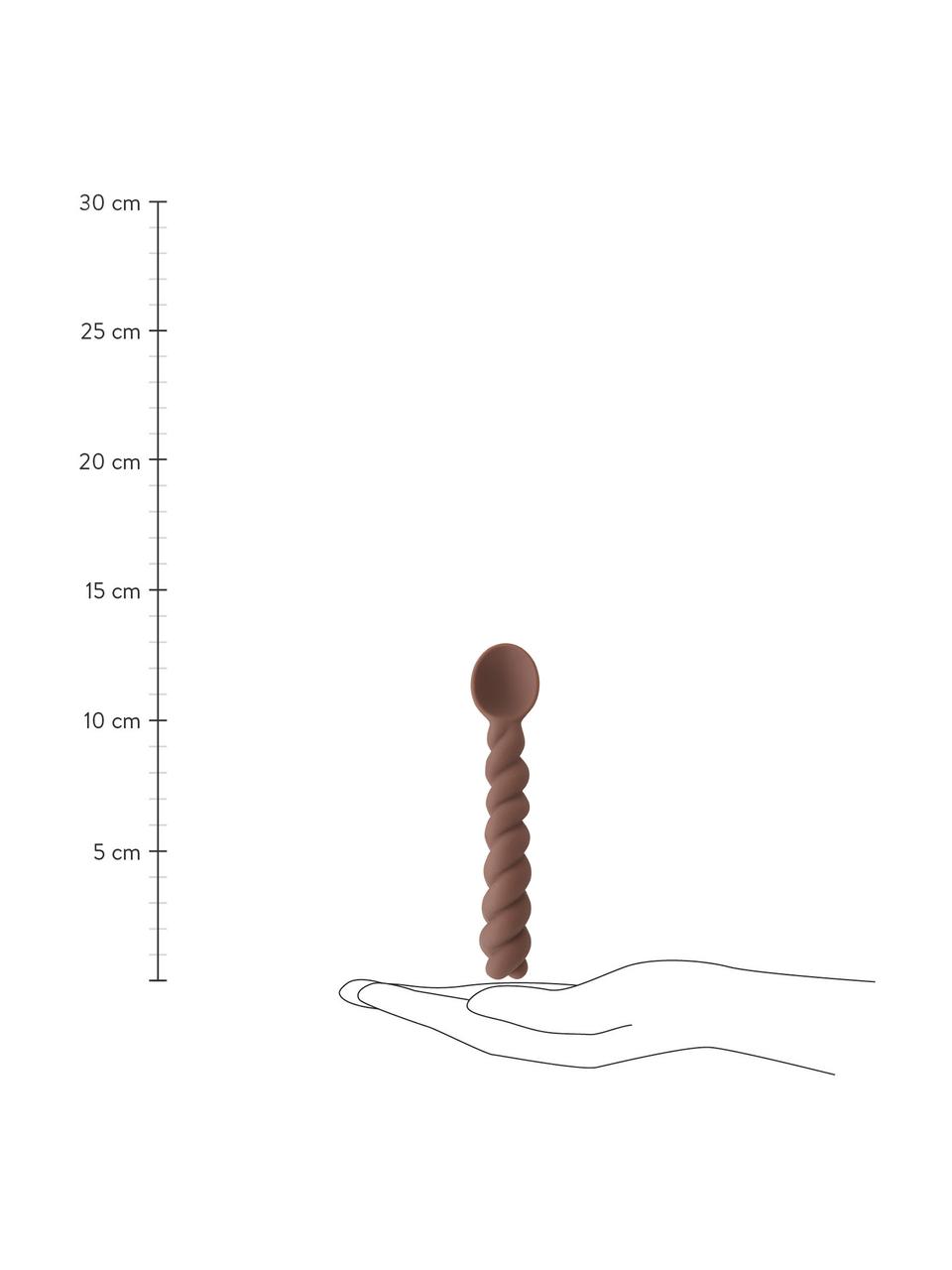Sada lžic Mellow, 3 díly, 100 % silikon, Mátově zelená, hnědá, modrá, Š 3 cm, D 13 cm