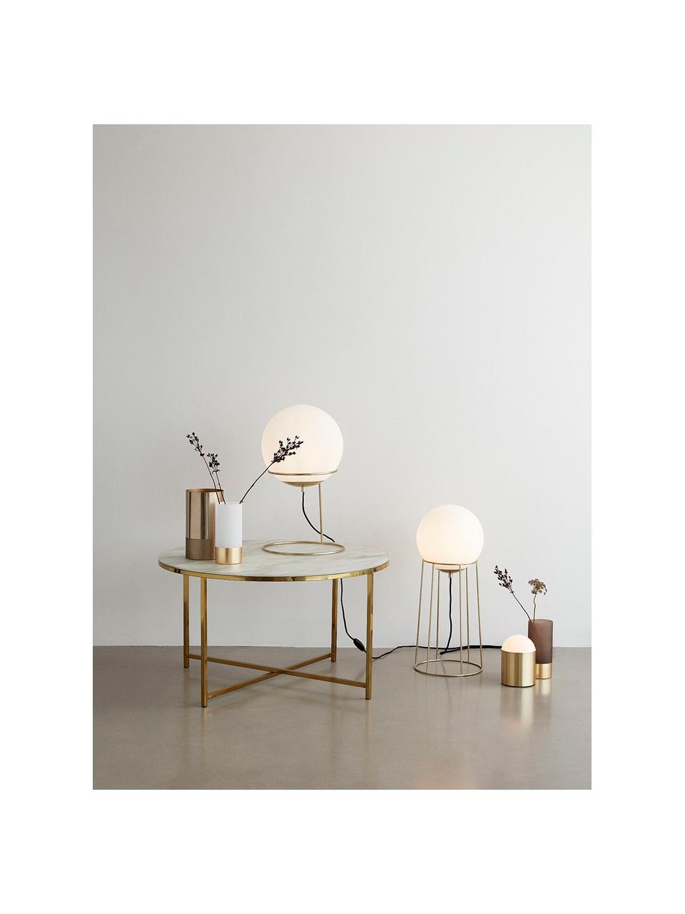 Lampada da tavolo piccola Sculpture, Paralume: vetro, Bianco, dorato, Ø 12 x Alt. 19 cm