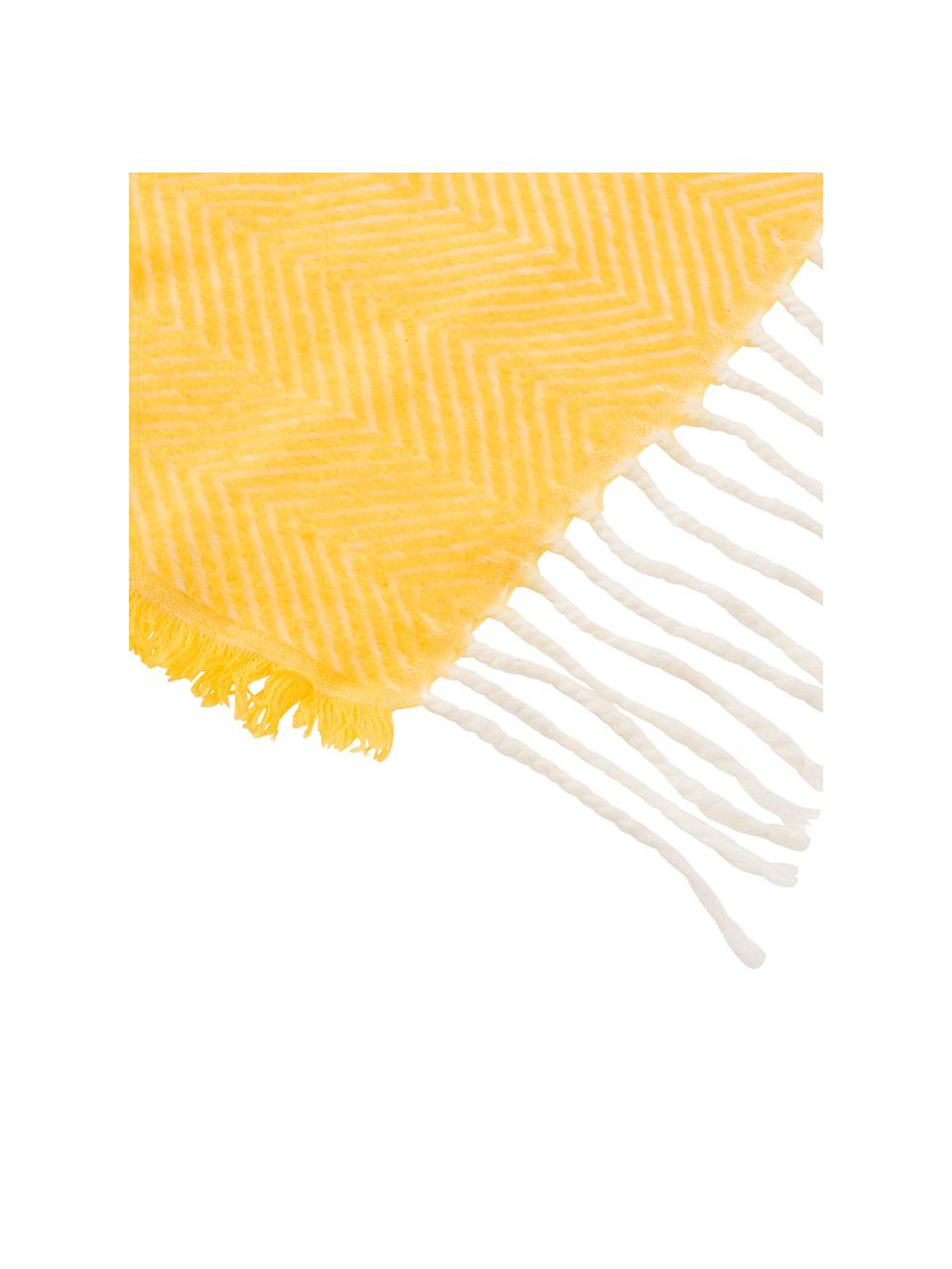 Manta Trudy, Turquesa, blanco, Amarillo sol, An 130 x L 150 cm