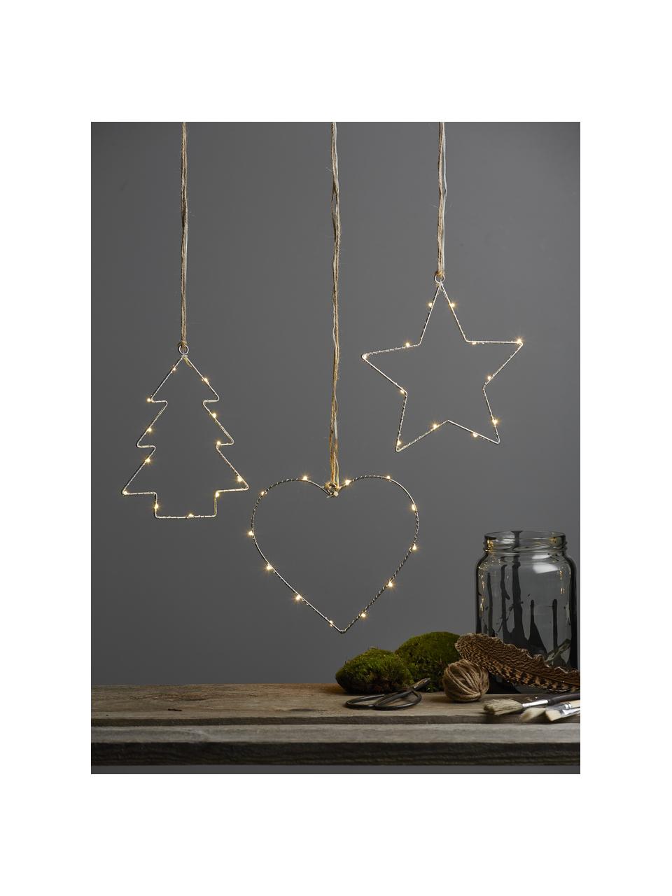 LED lichtobject Wiry om op te hangen, Frame: metaal, Zilverkleurig, B 16 cm x H 21 cm