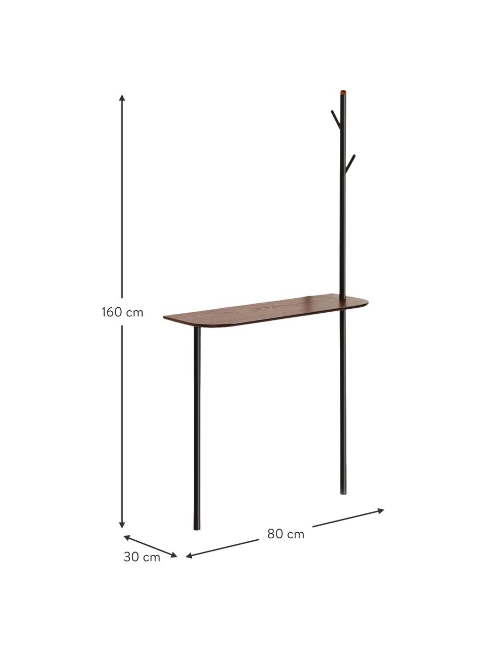 Konsola z wieszakiem Marcolina, Stelaż: metal malowany proszkowo, Drewno naturalne, czarny, S 80 x W 160 cm