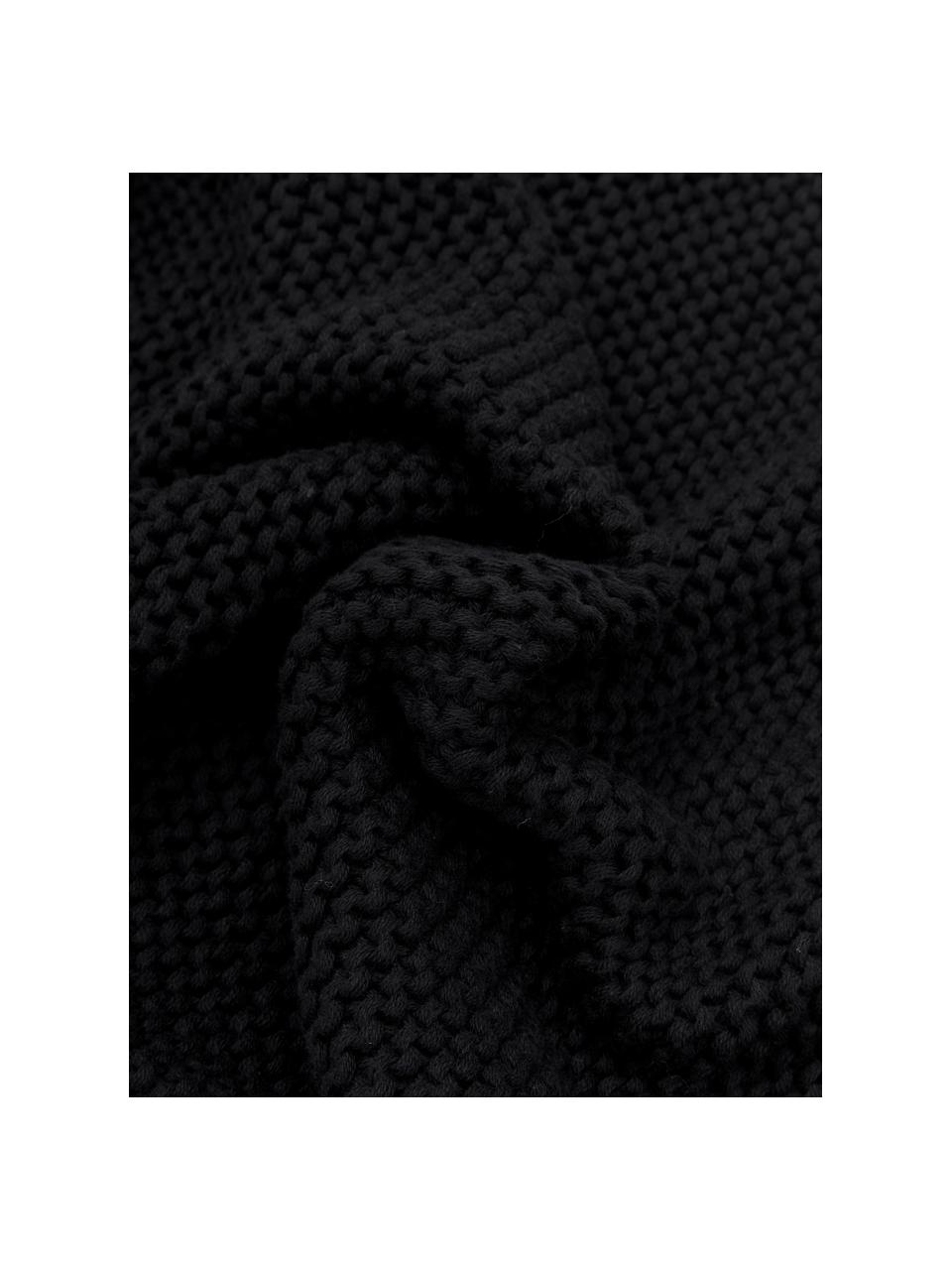 Federa arredo a maglia Adalyn, 100% cotone organico, certificato GOTS, Nero, Larg. 40 x Lung. 40 cm
