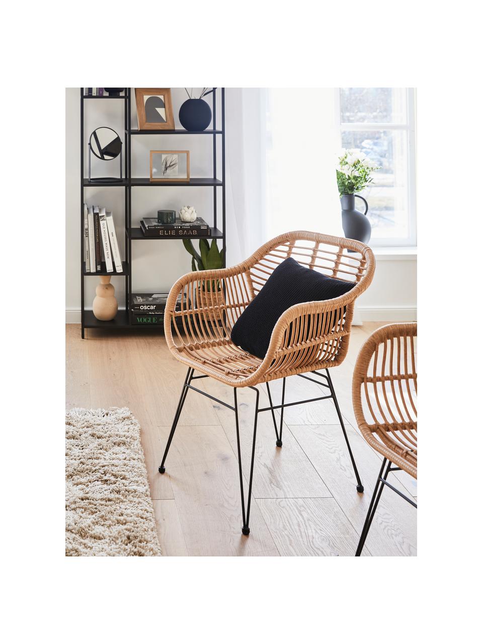 Housse de coussin en tricot Adalyn, 100 % coton bio, certifié GOTS, Noir, larg. 40 x long. 40 cm