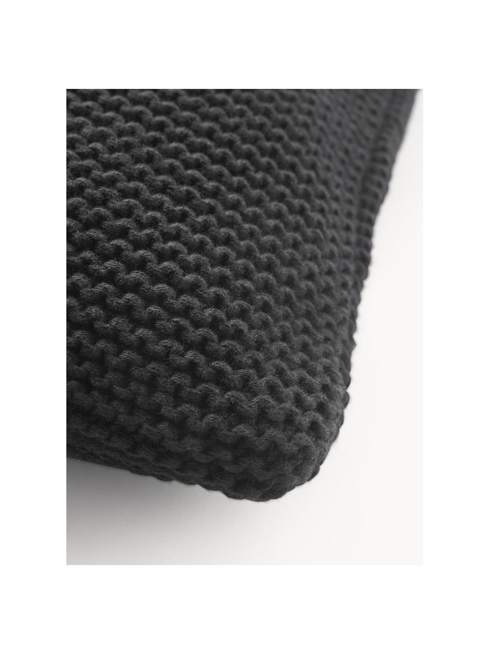 Copricuscino tessuto a maglia in cotone organico Adalyn, 100% cotone organico, certificato GOTS, Nero, Larg. 40 x Lung. 40 cm