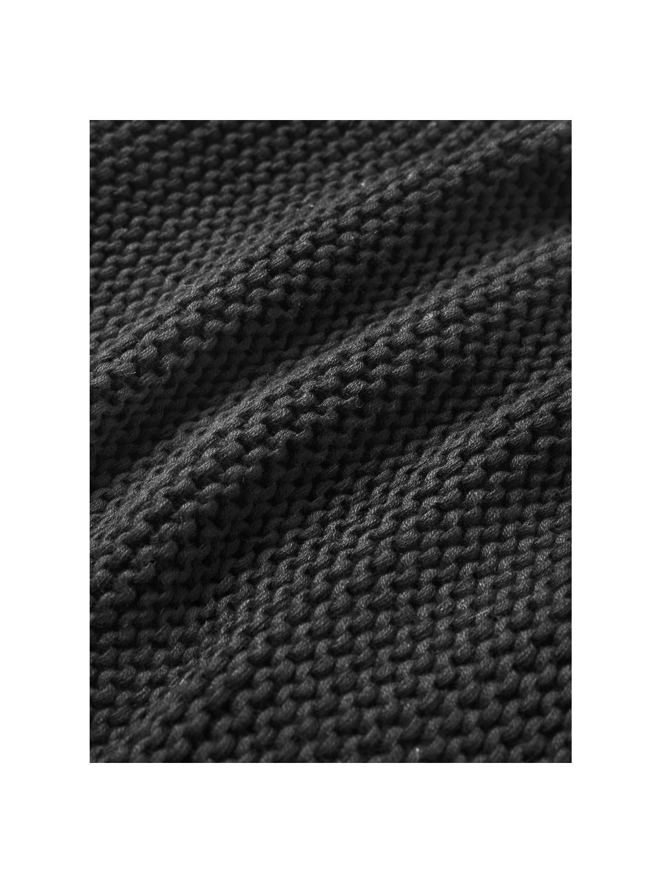 Copricuscino tessuto a maglia in cotone organico Adalyn, 100% cotone organico, certificato GOTS, Nero, Larg. 40 x Lung. 40 cm