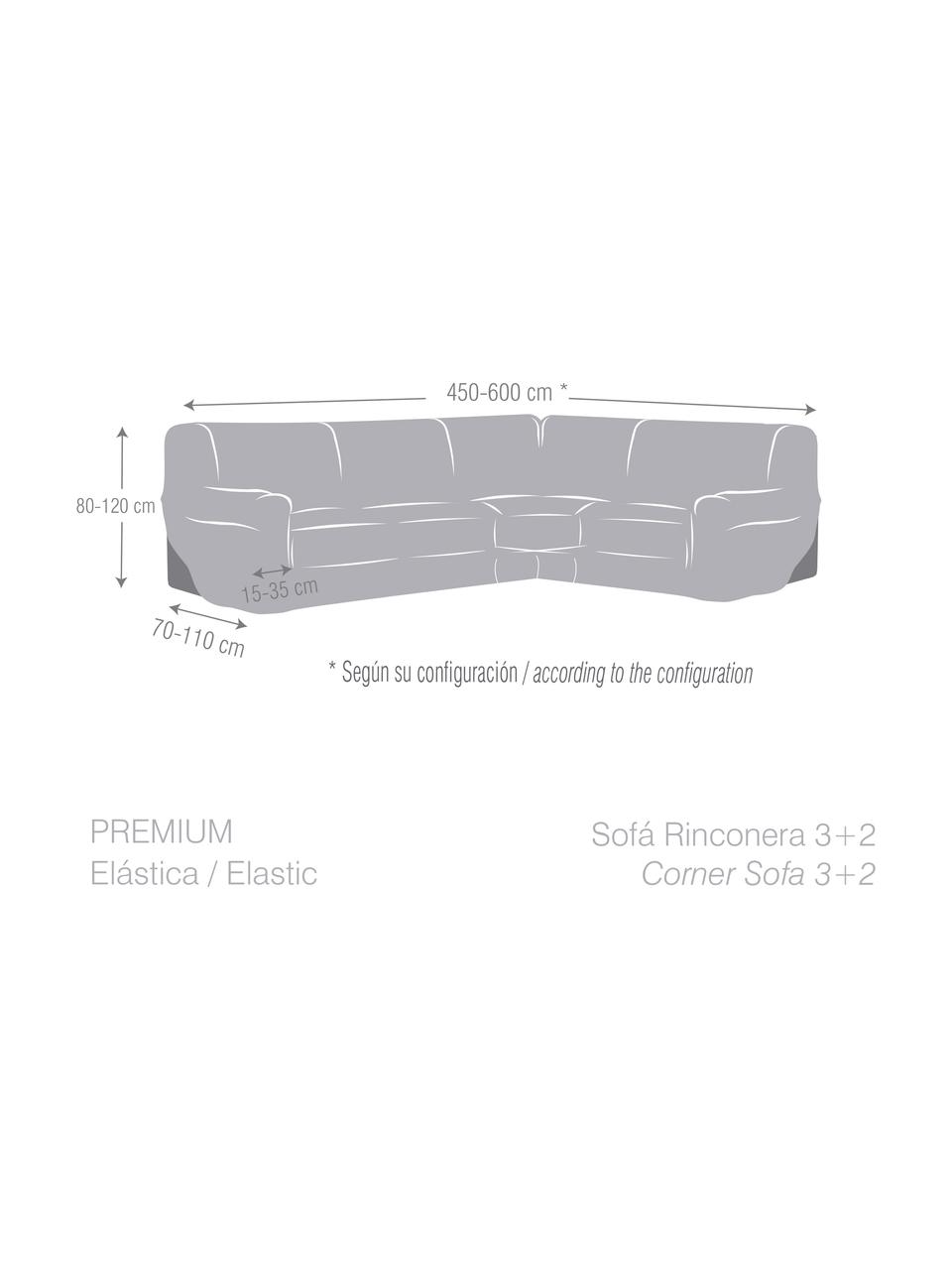 Housse de canapé Roc, 55 % polyester, 35 % coton, 10 % élastomère, Beige, larg. 600 x haut. 120 cm