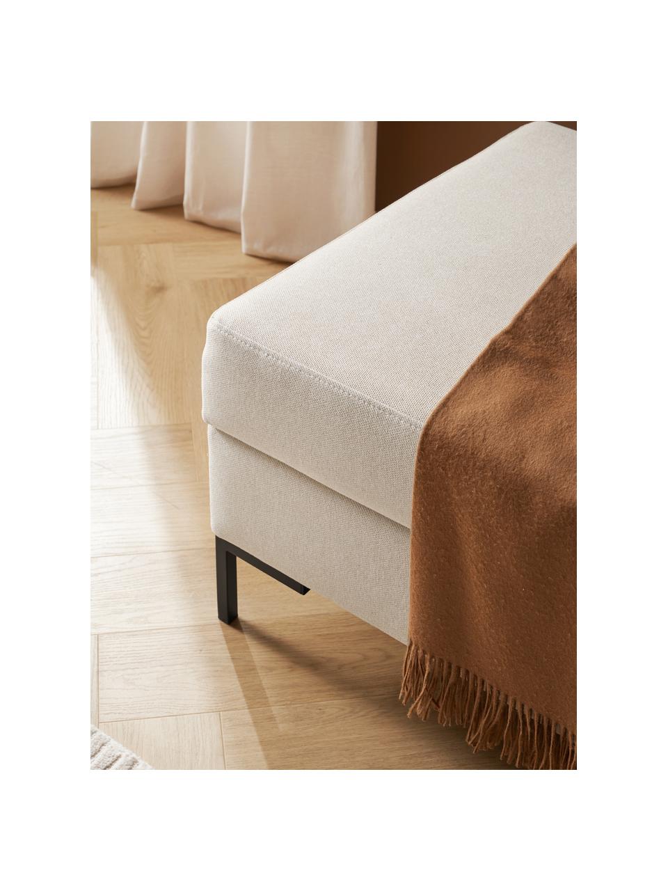 Reposapiés puf Luna, con espacio de almacenamiento, Tapizado: 100% poliéster con certif, Estructura: madera maciza de haya, ma, Patas: metal galvanizado, Tejido beige, An 77 x Al 49 cm