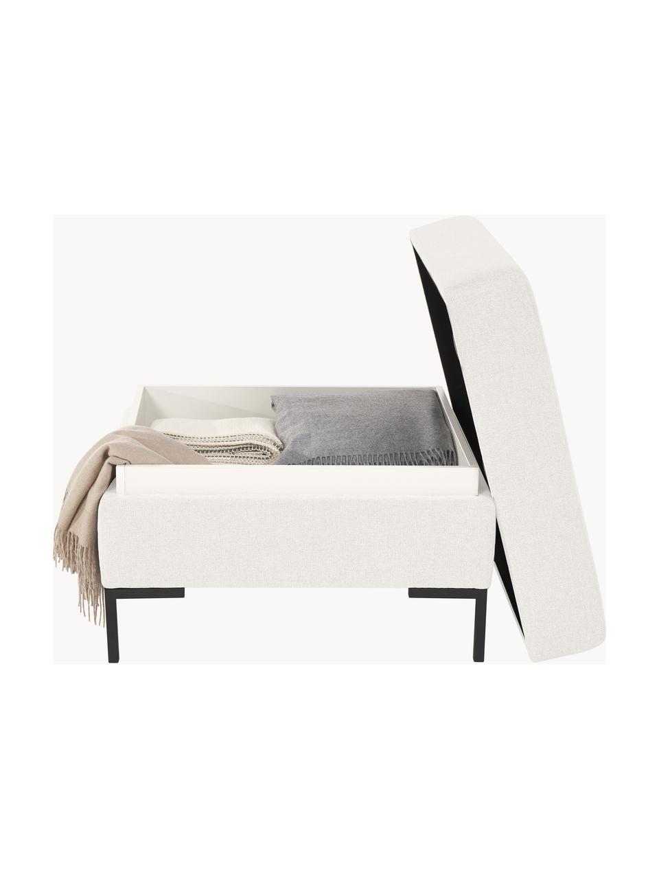 Pouf avec rangement Luna, Tissu blanc cassé, noir, larg. 77 x haut. 49 cm