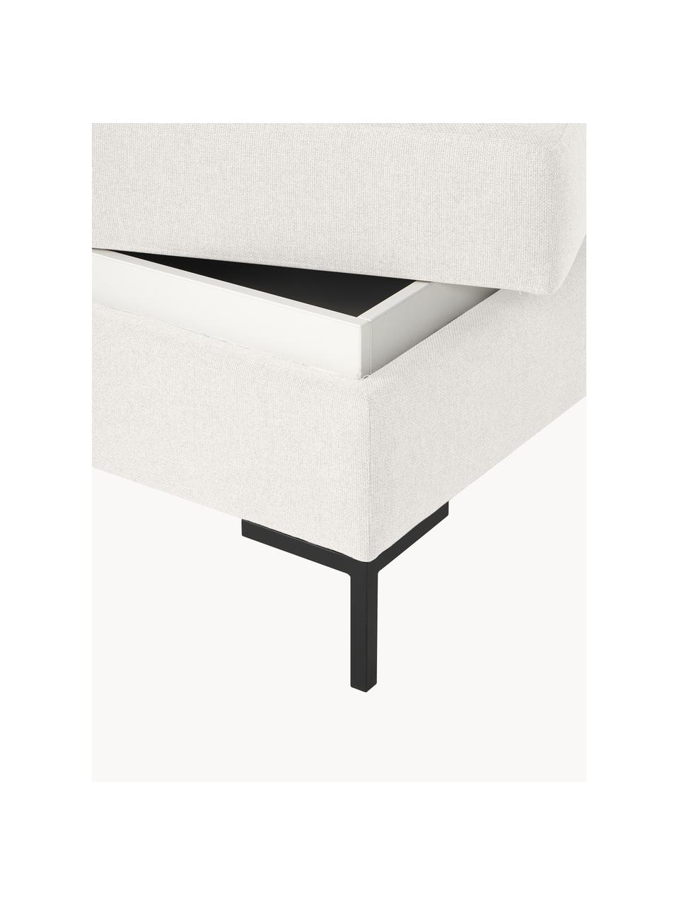 Pouf avec rangement Luna, Tissu blanc cassé, noir, larg. 77 x haut. 49 cm