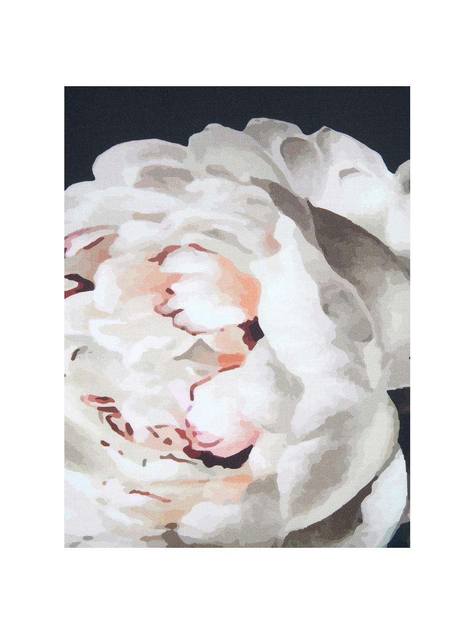 Drap plat en satin de coton Blossom, Noir, larg. 180 x long. 300 cm