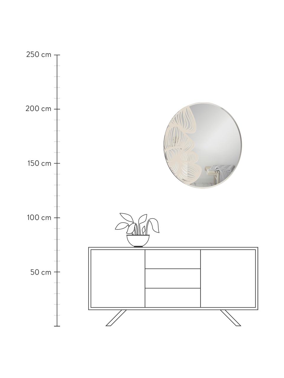 Bezrámové nástěnné zrcadlo s tištěným dekorem Aside, Zrcadlové sklo, Béžová, Ø 80 cm, H 2 cm