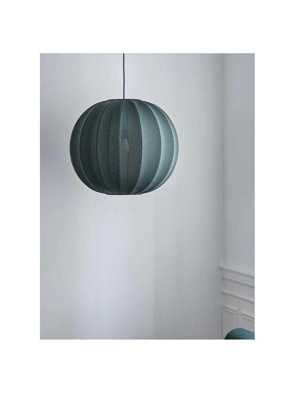 Hanglamp Knit-Wit, Lampenkap: kunstvezel, Decoratie: gecoat metaal, Grijsblauw, Ø 45 x H 36 cm