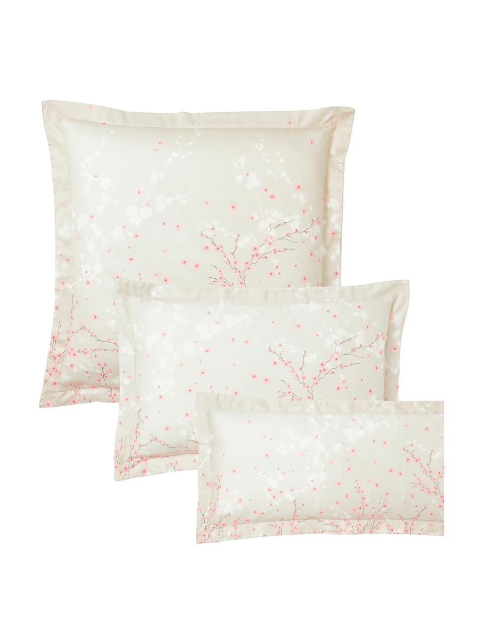 Poszewka na poduszkę z satyny bawełnianej Sakura, Beżowy, we wzór, S 40 x D 80 cm
