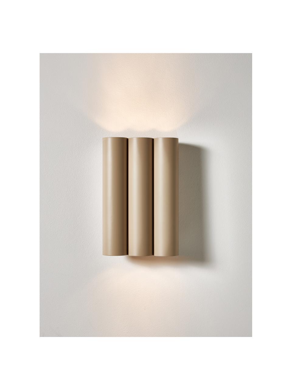 Applique a LED con luce su e giù Tacey, Metallo, Beige chiaro, Larg. 18 x Alt. 28 cm
