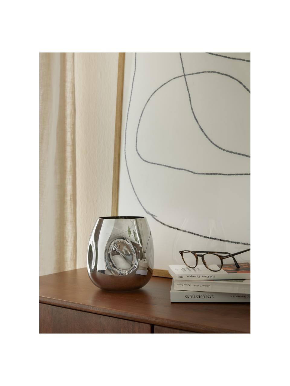 Jarrón pequeño de vidrio soplado artesanalmente Mirror, Cromo, Ø 16 x Al 17 cm