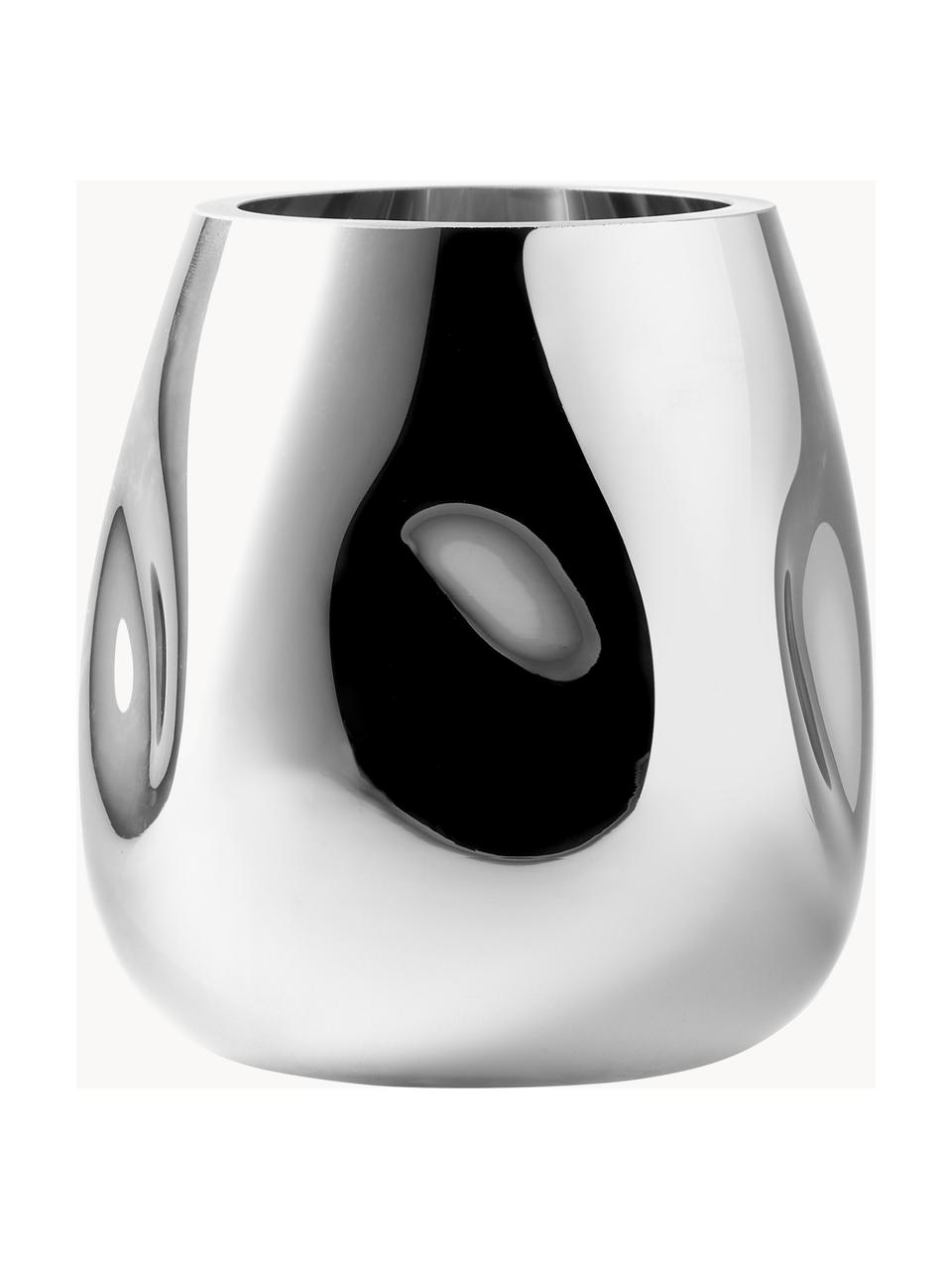 Kleine mundgeblasene Glas-Vase Mirror, H 17 cm, Silberfarben, Ø 16 x H 17 cm