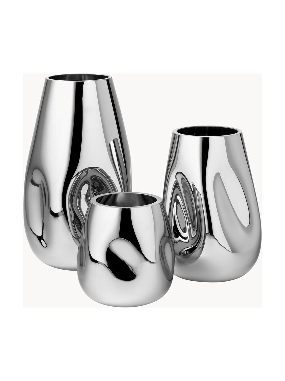 Kleine mundgeblasene Glas-Vase Mirror, H 17 cm, Silberfarben, Ø 16 x H 17 cm