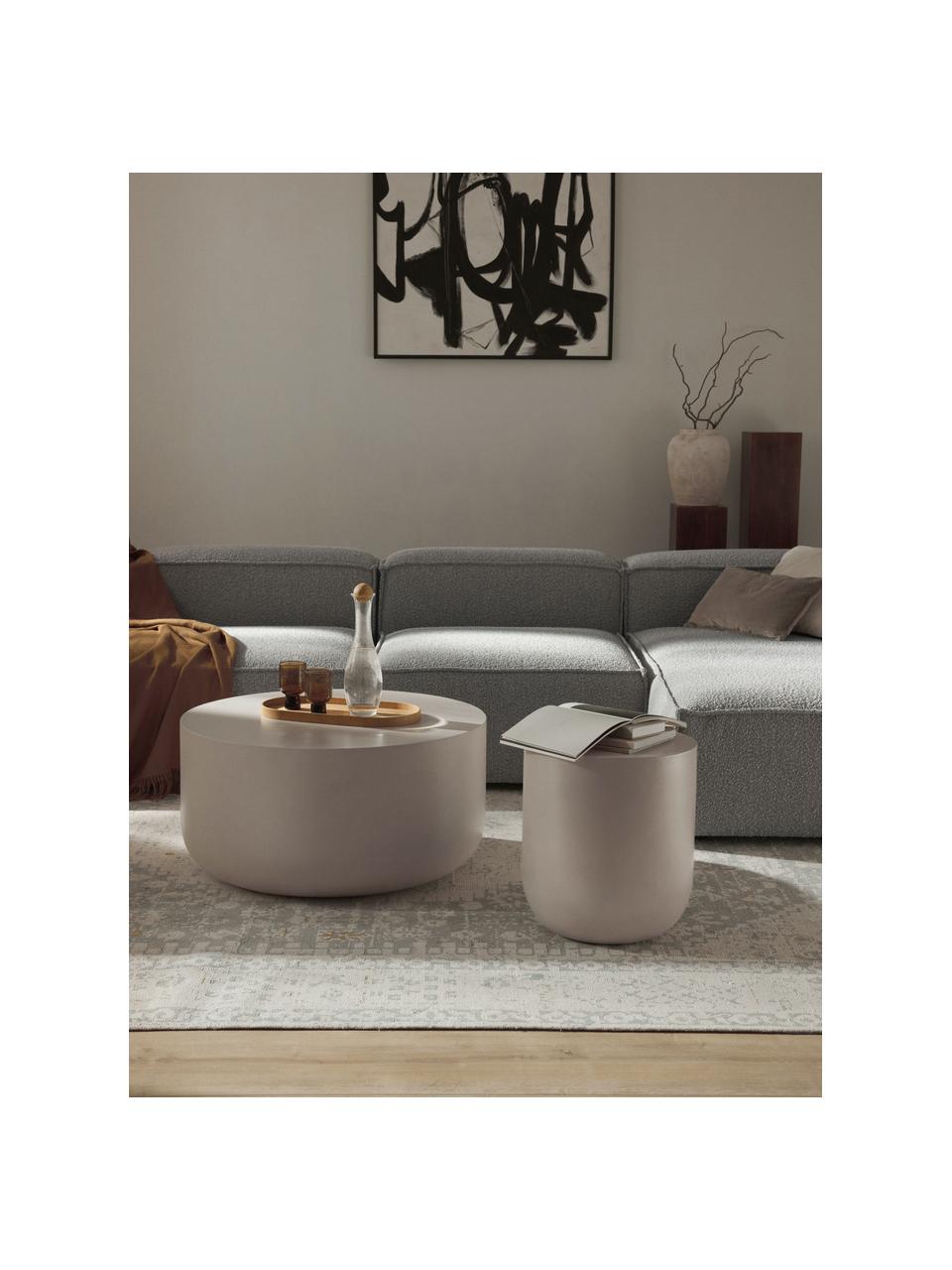 Interiérový/exteriérový kulatý odkládací stolek Rona, Skleněné vlákno, Světle béžová, Ø 40 cm