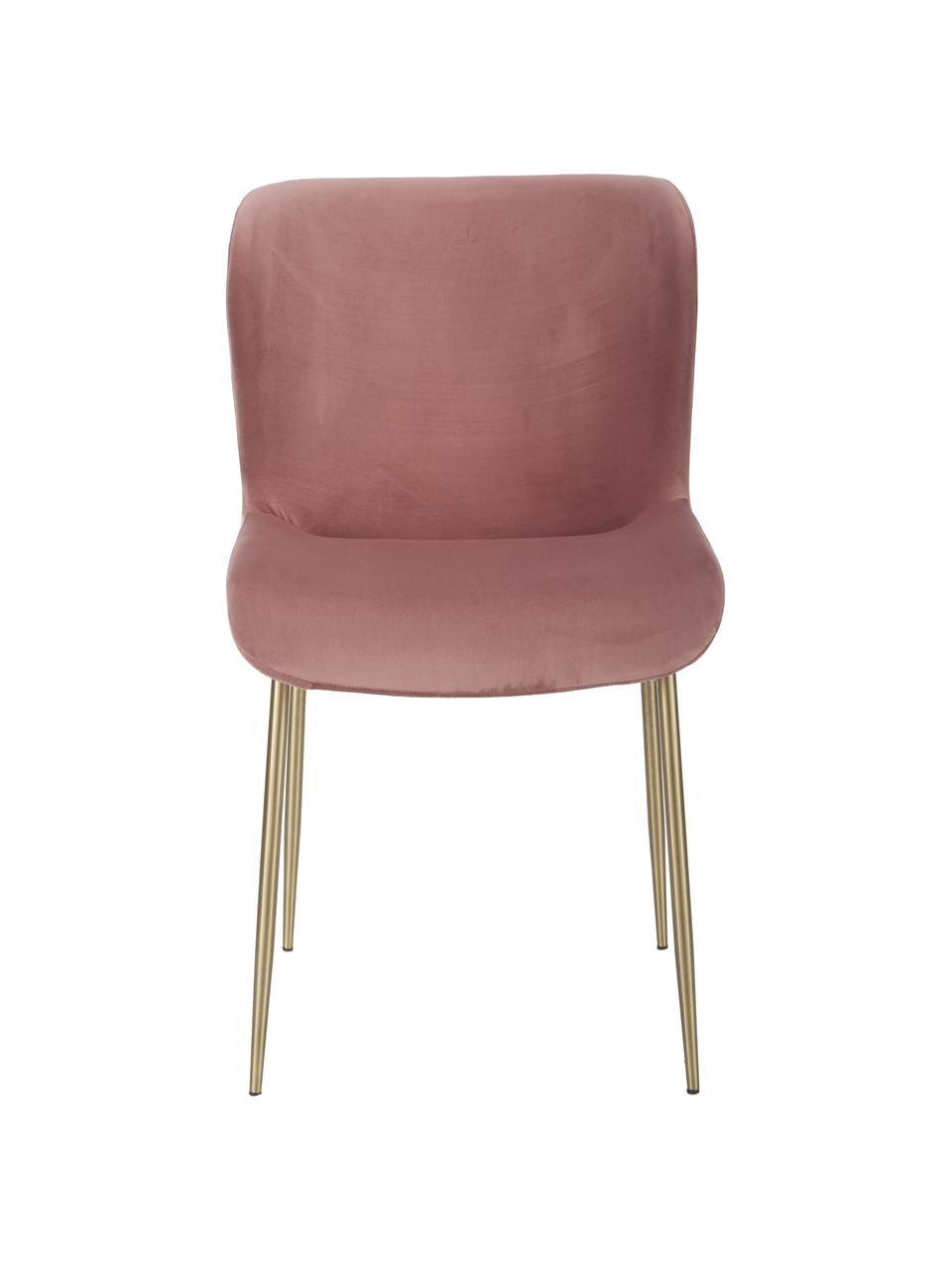 Sametová čalouněná židle Tess, Starorůžová Nohy: zlatá, Š 49 cm, H 64 cm