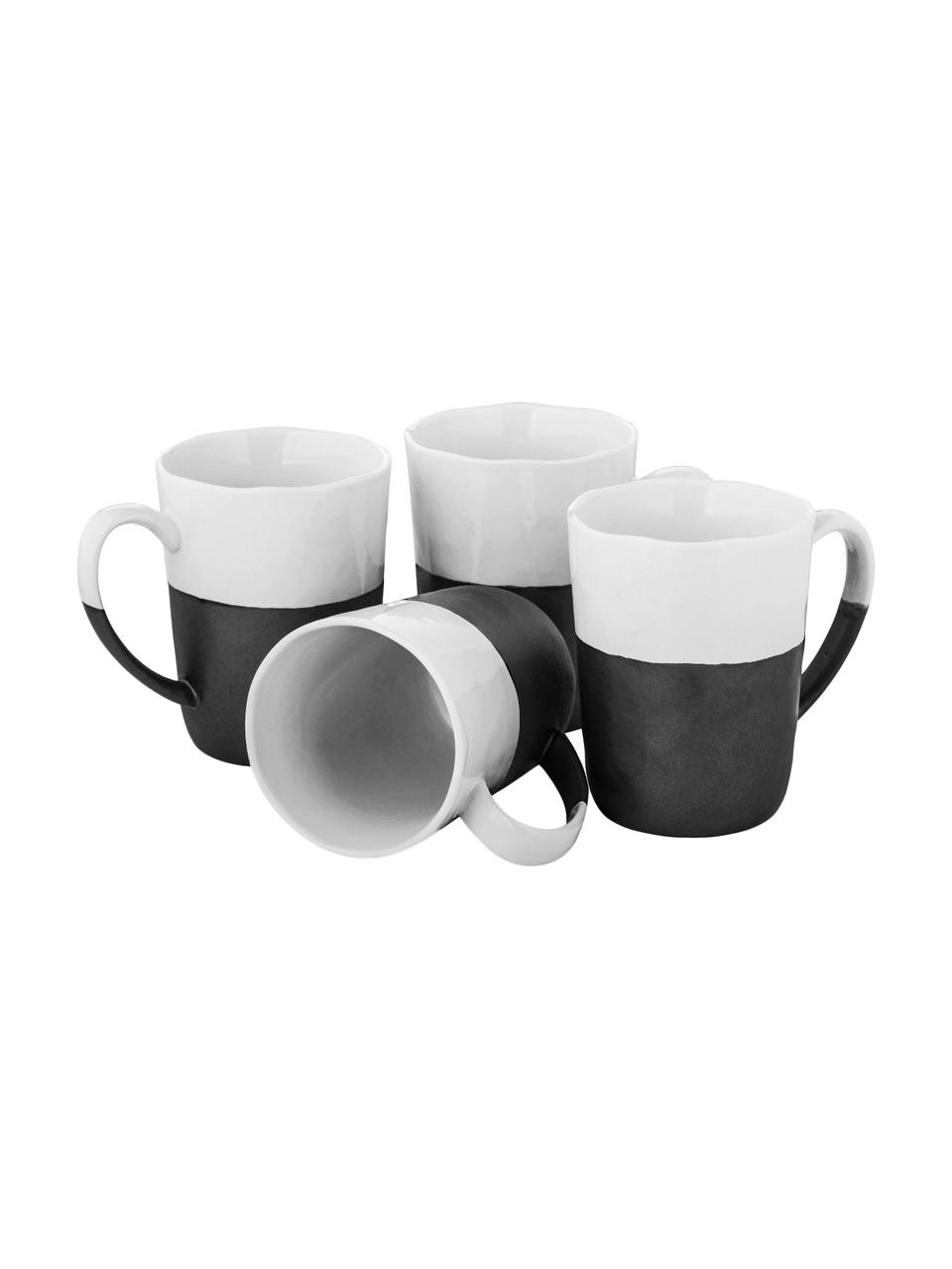 Tazas artesanales Esrum, 4 uds., Marfil, marrón grisáceo, 250 ml