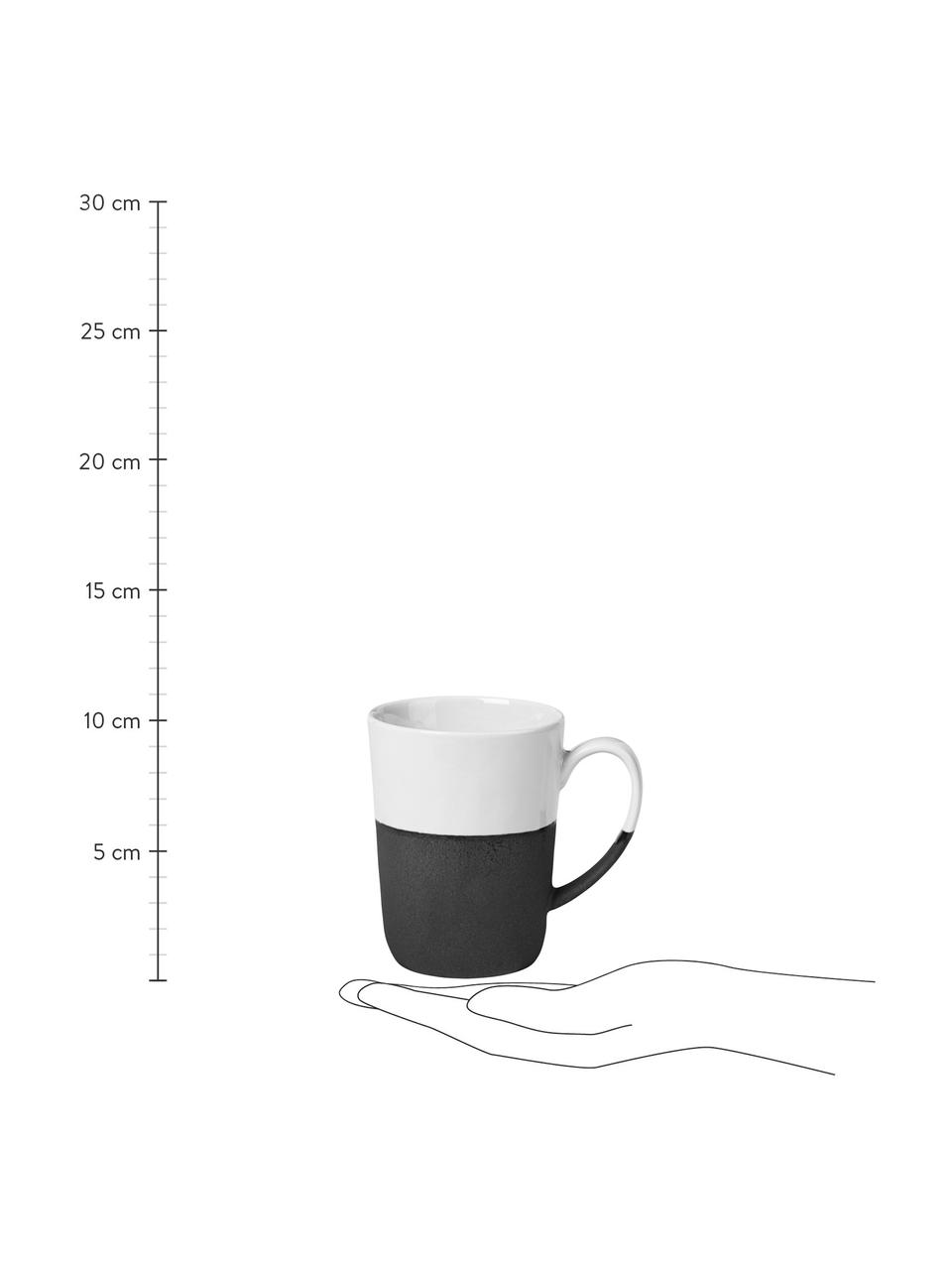 Handgemachte Tassen Esrum matt/glänzend, 4 Stück, Unten: Steingut, naturbelassen, Elfenbeinfarben, Graubraun, 250 ml