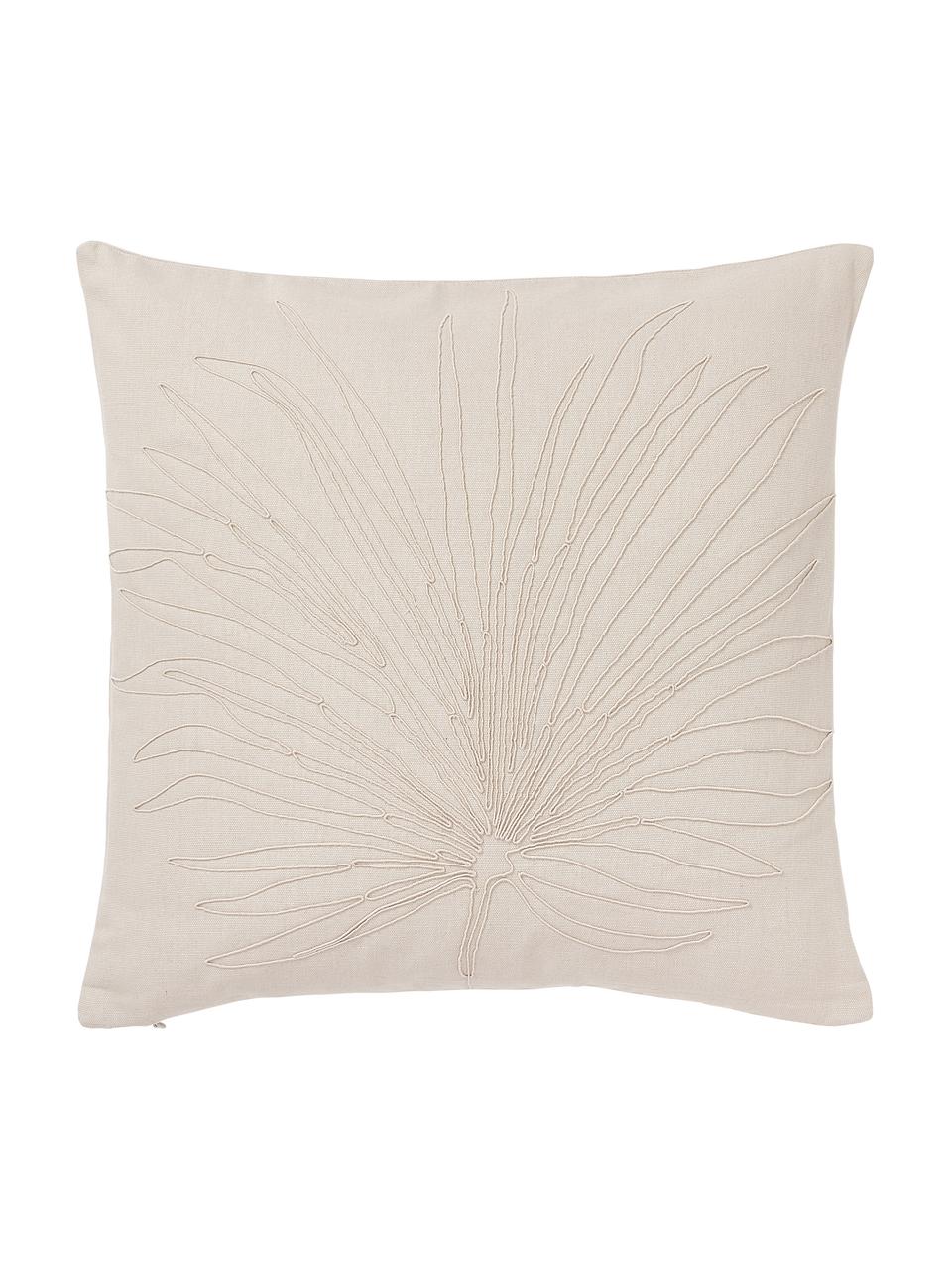Funda de cojín bordada Pritha, 100% algodón, Beige, An 45 x L 45 cm