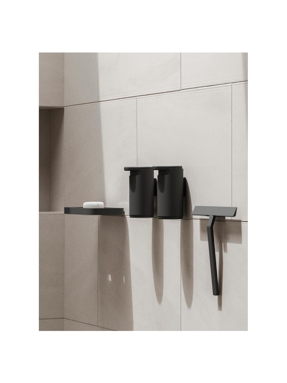 Porte-savon avec support mural Rim, Aluminium, enduit, Noir, larg. 22 x haut. 2 cm