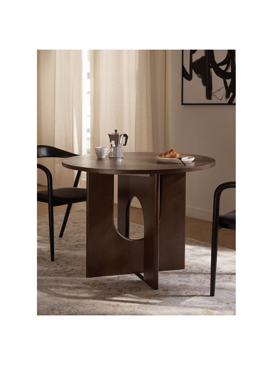 Kulatý jídelní stůl Apollo, v různých velikostech, Dubové dřevo, tmavě hnědě lakované, Ø 100 cm