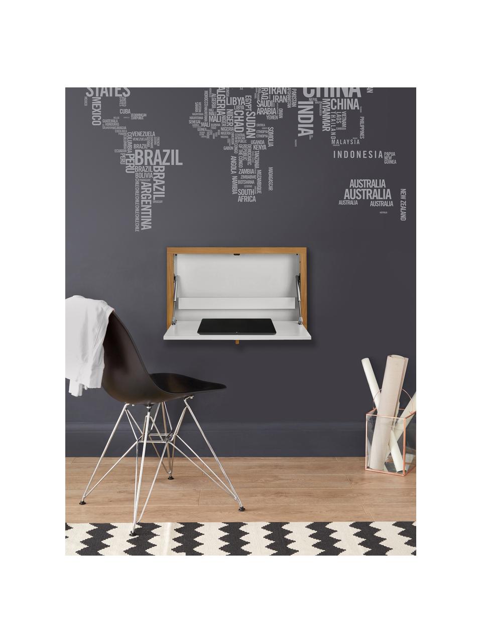 Wand-Schreibtisch Brenta, ausklappbar, Korpus: Mitteldichte Holzfaserpla, Weiß, Hellbraun, B 74 x H 44 cm