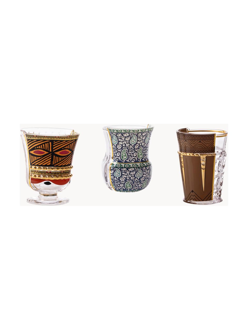 Designer Kristallgläser-Set Hybrid, 3er-Set, Kristallglas, Transparent, Bunt, Ø 9 x H 10 cm, 220 ml