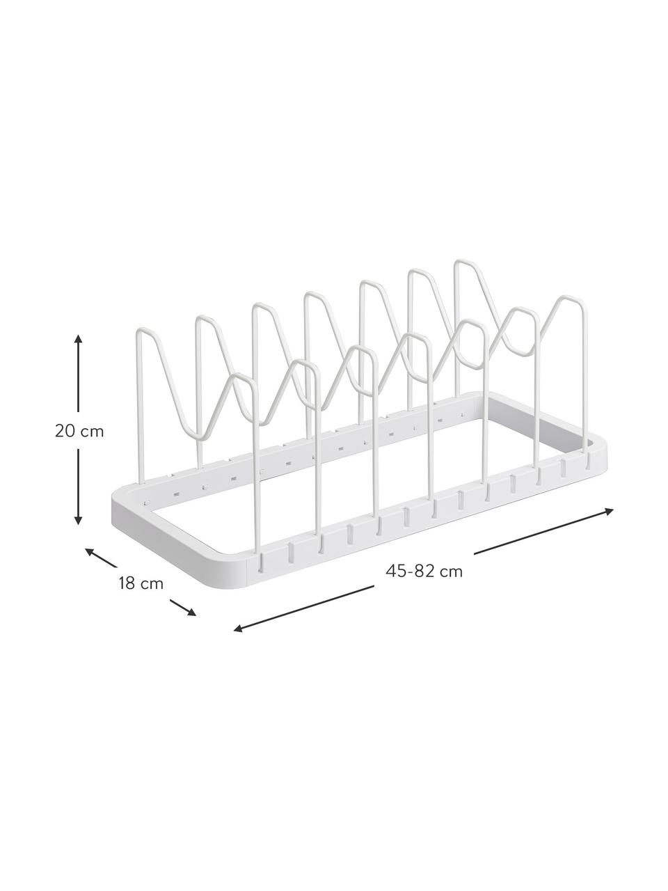 Organizador sartenes de cocina extensible Tower, Plástico (ABS), acero recubierto, Blanco, An 45-82 x Al 18 cm