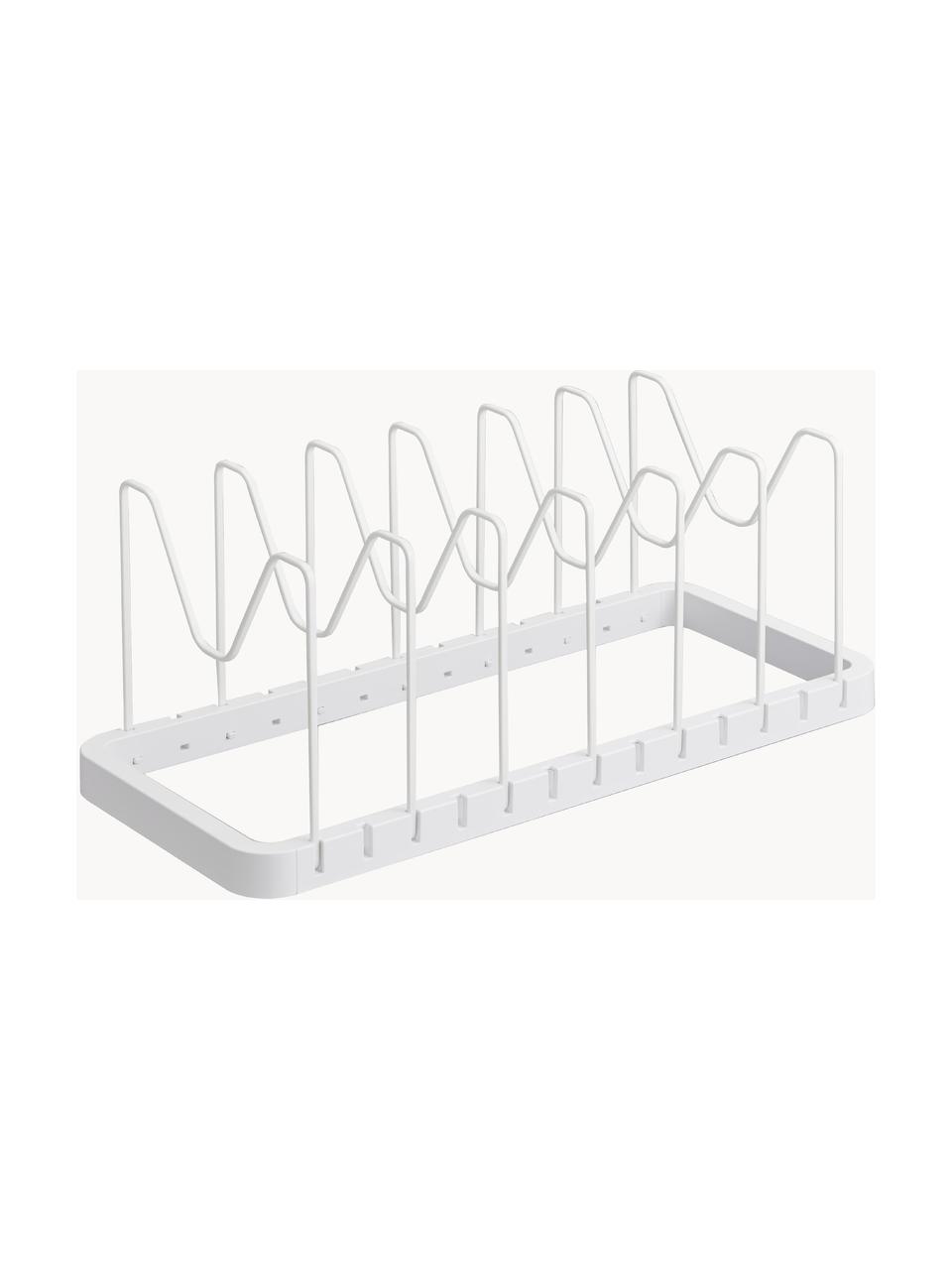 Porta pentole allungabile Tower, Plastica (ABS), acciaio rivestito, Bianco, Larg. 42-82 x Alt. 18 cm